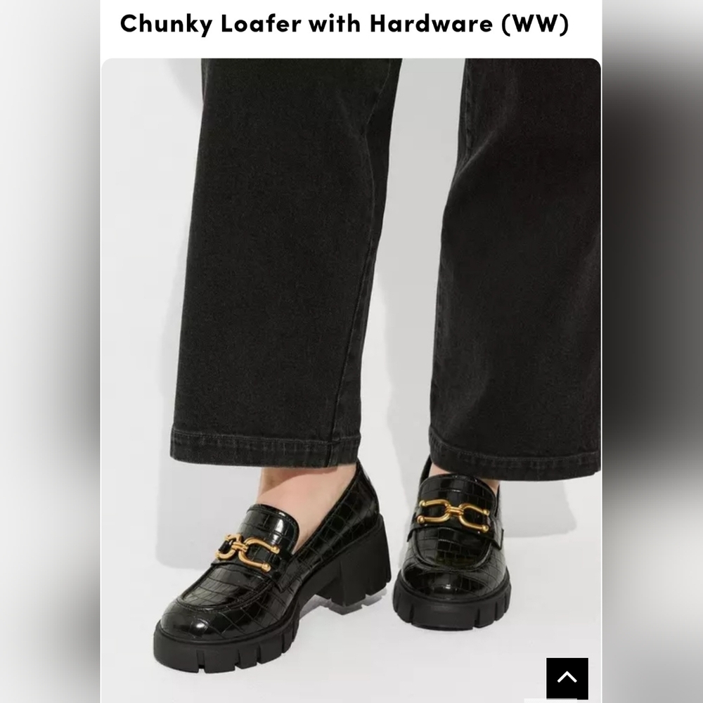 Torrid Black Chunky Loafers with Gold Hardware